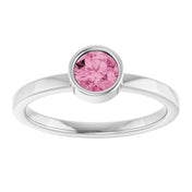 Platinum 5 mm Natural Pink Tourmaline Ring