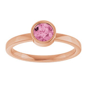 14K Rose 5 mm Natural Pink Tourmaline Ring