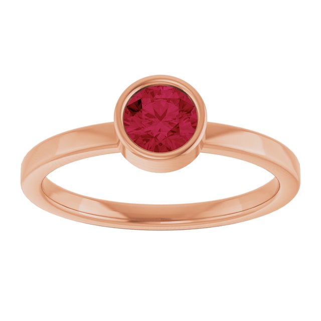14K Rose 5 mm Lab-Grown Ruby Ring