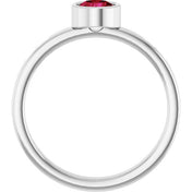 Rhodium-Plated Sterling Silver 5 mm Imitation Ruby Ring