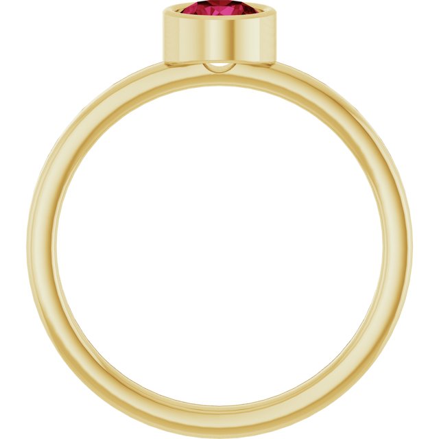 14K Yellow 5 mm Lab-Grown Ruby Ring