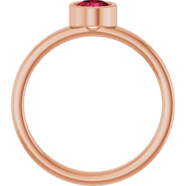 14K Rose 5 mm Natural Ruby Ring