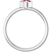 Rhodium-Plated Sterling Silver 5 mm Imitation Pink Tourmaline Ring
