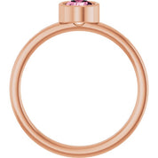 14K Rose 5 mm Natural Pink Tourmaline Ring