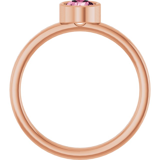 14K Rose 5 mm Natural Pink Tourmaline Ring