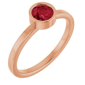 14K Rose 5 mm Lab-Grown Ruby Ring