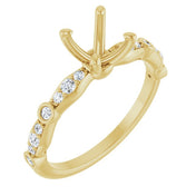 14K Yellow 6.5 mm Round 1/5 CTW Natural Diamond Semi-Set Engagement Ring