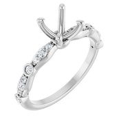 Platinum 6.5 mm Round 1/5 CTW Natural Diamond Semi-Set Engagement Ring