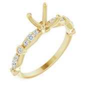 14K Yellow 5x5 mm Square 1/4 CTW Natural Diamond Semi-Set Engagement Ring