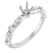 14K White 4.1 mm Round 1/4 CTW Natural Diamond Semi-Set Engagement Ring