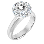 14K White 5.2 mm Round 1 1/5 CTW Natural Diamond Semi-Set Engagement Ring