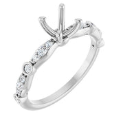 Platinum 5.8 mm Round 1/5 CTW Natural Diamond Semi-Set Engagement Ring