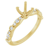 14K Yellow 5.8 mm Round 1/5 CTW Natural Diamond Semi-Set Engagement Ring