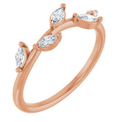 14K Rose 1/3 CTW Lab Grown Diamond Leaf Ring