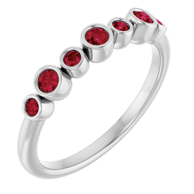 Color Stone Anniversary Band With Bezel-Set Gemstones Series 71924