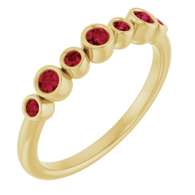 Color Stone Anniversary Band With Bezel-Set Gemstones Series 71924