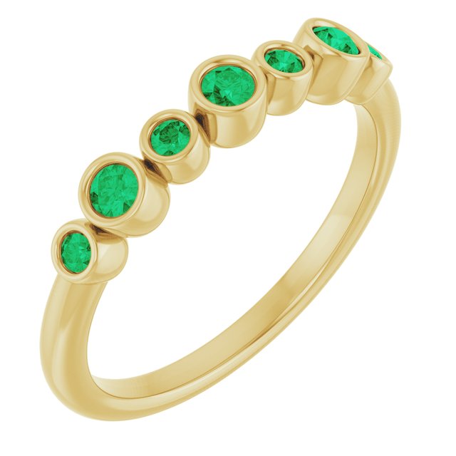 14K Yellow Lab-Grown Emerald Bezel-Set Ring