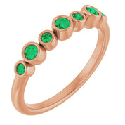 14K Rose Lab-Grown Emerald Bezel-Set Ring