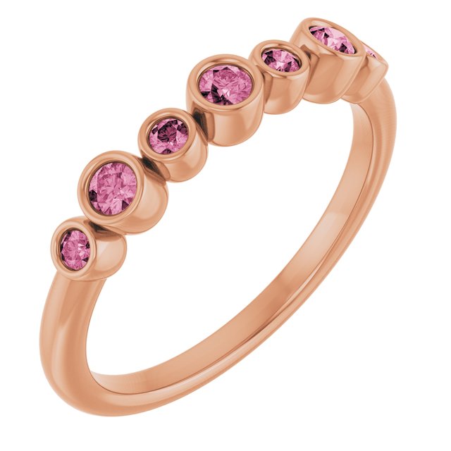14K Rose Natural Pink Tourmaline Bezel-Set Ring