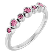14K White Natural Pink Tourmaline Bezel-Set Ring