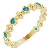 14K Yellow Lab-Grown Alexandrite Beaded Ring