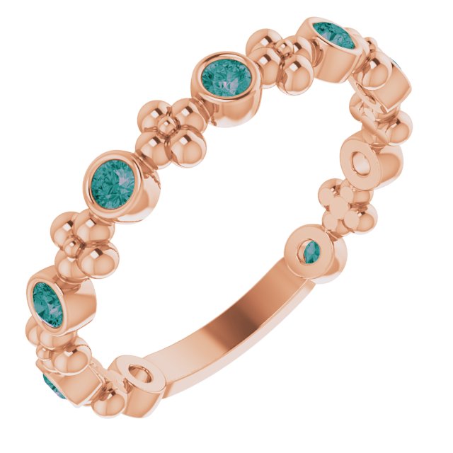 14K Rose Lab-Grown Alexandrite Beaded Ring