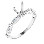 14K White 5.5 x 5.5 mm Square 1/5 CTW Natural Diamond Semi-Set Engagement Ring
