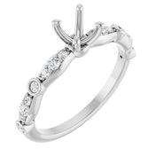 14K White 5.2 mm Round 1/5 CTW Natural Diamond Semi-Set Engagement Ring