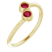 14K Yellow Natural Ruby Two-Stone Ring