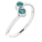 14K White Lab-Grown Alexandrite Two-Stone Ring