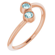 14K Rose Natural Sky Blue Topaz Two-Stone Ring