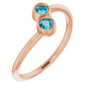 14K Rose Natural London Blue Topaz Two-Stone Ring