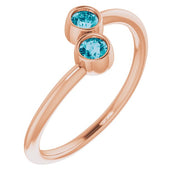 14K Rose Natural London Blue Topaz Two-Stone Ring