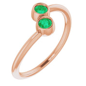14K Rose Lab-Grown Emerald Two-Stone Ring