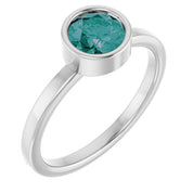 14K White 6 mm Lab-Grown Alexandrite Ring
