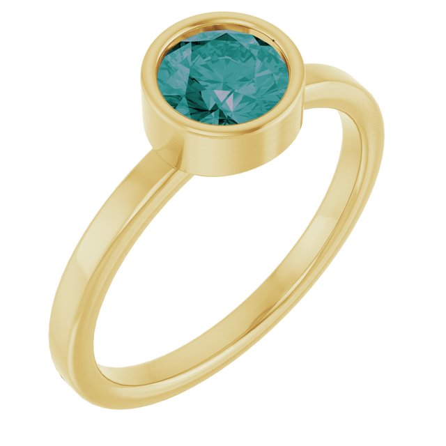 14K Yellow 6 mm Lab-Grown Alexandrite Ring