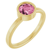 14K Yellow 6 mm Natural Pink Tourmaline Ring