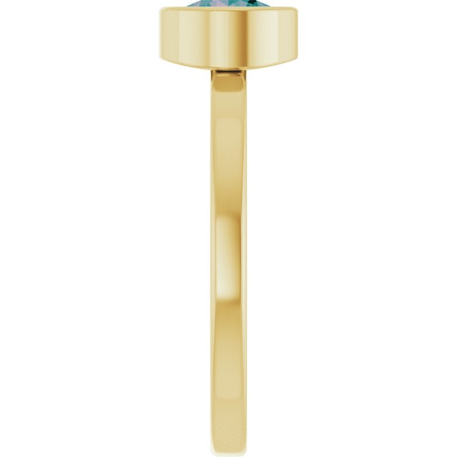 14K Yellow 6 mm Lab-Grown Alexandrite Ring