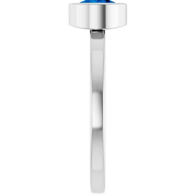 14K White 6 mm Lab-Grown Blue Sapphire Ring