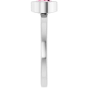 Rhodium-Plated Sterling Silver 6 mm Imitation Pink Tourmaline Ring