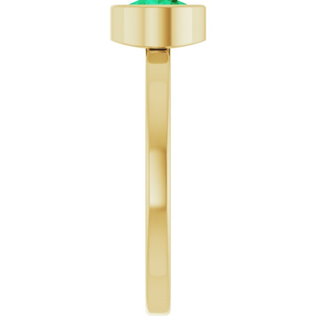 14K Yellow 6 mm Lab-Grown Emerald Ring