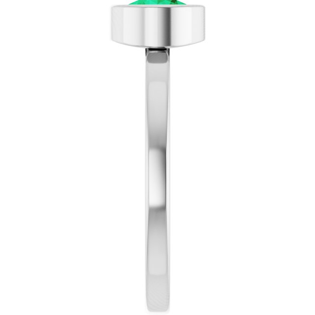 14K White 6 mm Lab-Grown Emerald Ring