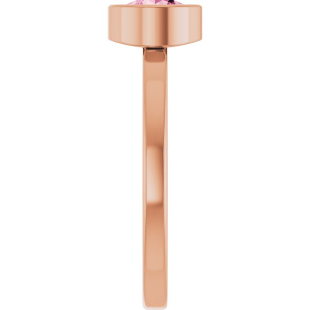 14K Rose 6 mm Natural Pink Tourmaline Ring