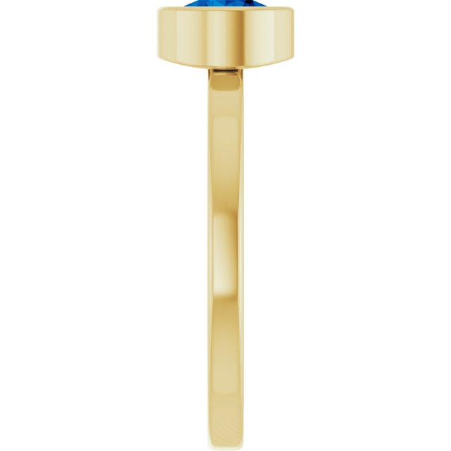 14K Yellow 6 mm Lab-Grown Blue Sapphire Ring