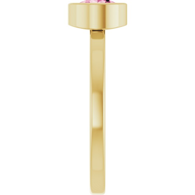 14K Yellow 6 mm Natural Pink Tourmaline Ring