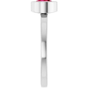 Rhodium-Plated Sterling Silver 6 mm Imitation Ruby Ring
