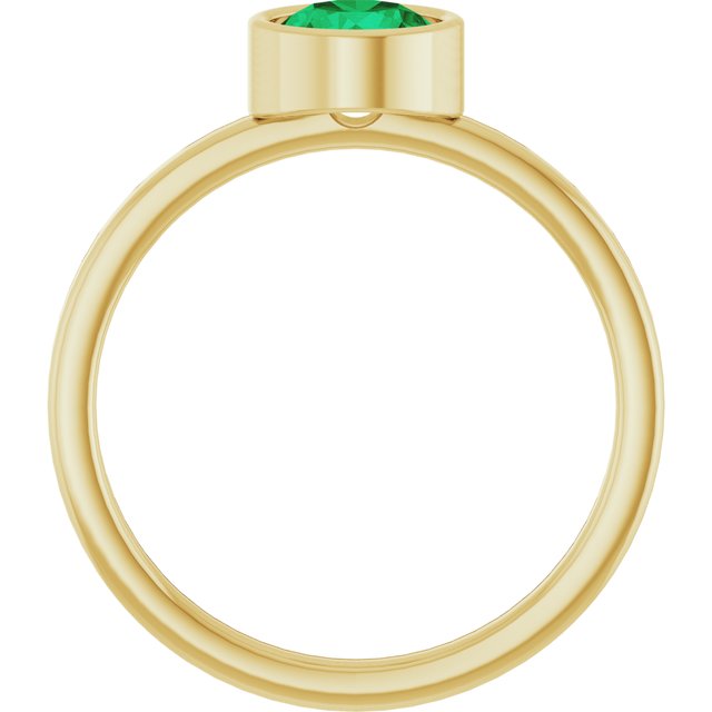 14K Yellow 6 mm Lab-Grown Emerald Ring