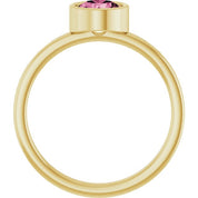 14K Yellow 6 mm Natural Pink Tourmaline Ring
