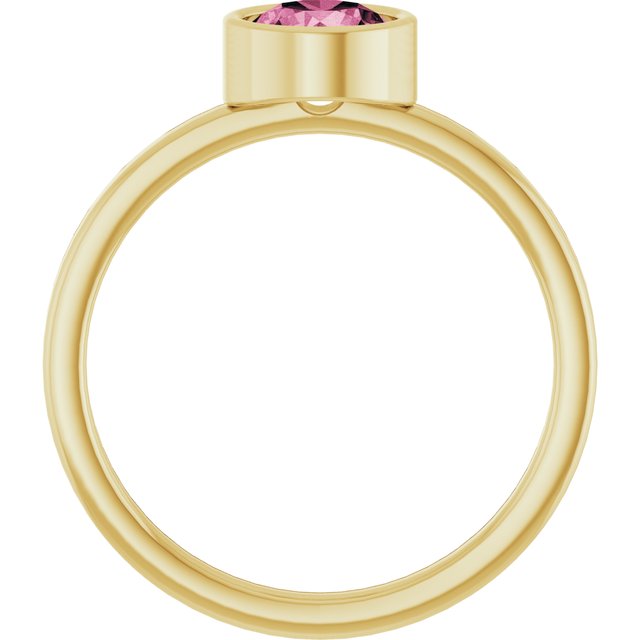 14K Yellow 6 mm Natural Pink Tourmaline Ring