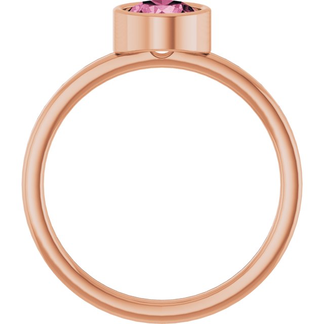 14K Rose 6 mm Natural Pink Tourmaline Ring